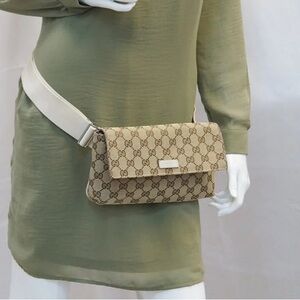 Gucci Brown and Cream Geometric Crossbody Bag
